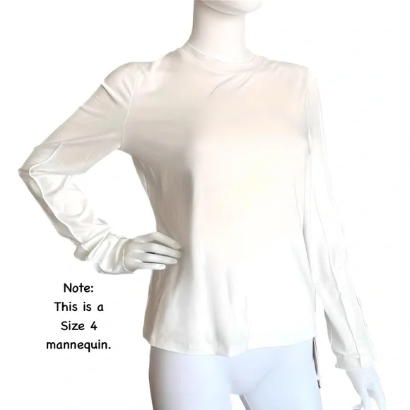 NWT Commense White Ribbed Statement Sleeve Form-Fitting Crew Neck Top size M L - Picture 9 of 16